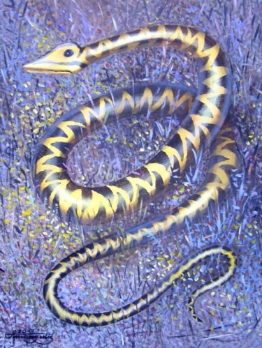 Malerei mit dem Titel "Schlange 2" von Aivars Mangulis, Original-Kunstwerk, Öl