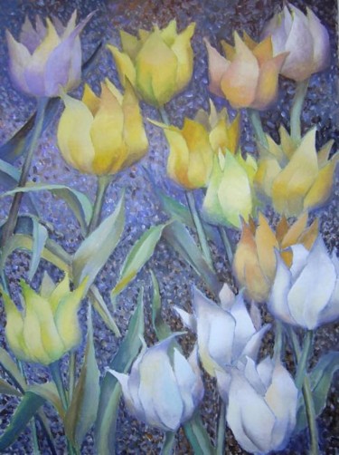 Malerei mit dem Titel "Tulpen-sold" von Aivars Mangulis, Original-Kunstwerk, Öl