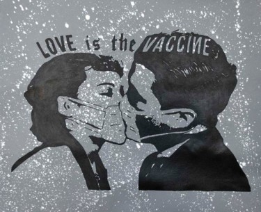 Schilderij getiteld "Love Is The Vaccine" door Mani-Kure, Origineel Kunstwerk, Graffiti