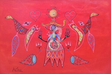 Peinture intitulée "Peace prier" par Manitoba, Œuvre d'art originale, Acrylique