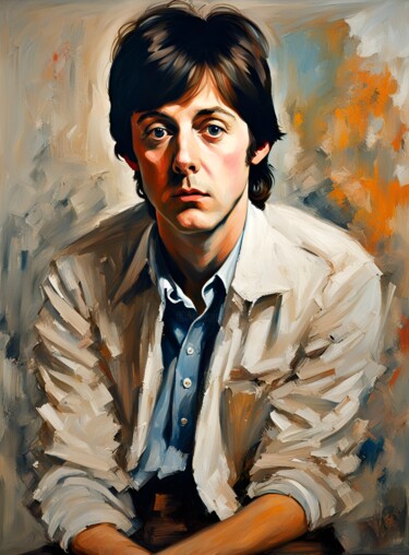 Digitale Kunst mit dem Titel "Paul McCartney" von Mankdhani, Original-Kunstwerk, KI-generiertes Bild
