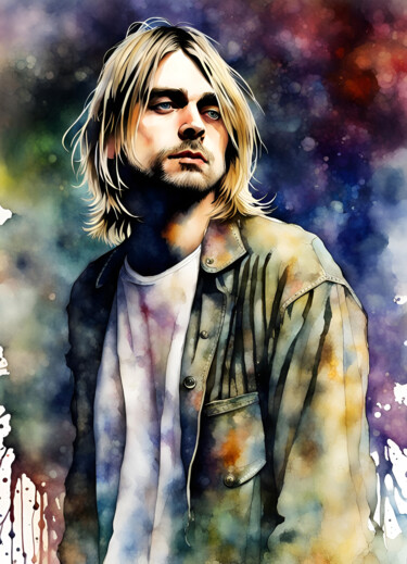 Arte digitale intitolato "Kurt Cobain" da Mankdhani, Opera d'arte originale, Immagine generata dall'IA