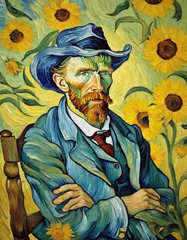 Digitale Kunst getiteld "Van Gogh - Right He…" door Mankdhani, Origineel Kunstwerk, AI gegenereerde afbeelding