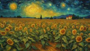 Arte digitale intitolato "Sunflower Garden on…" da Mankdhani, Opera d'arte originale, Immagine generata dall'IA