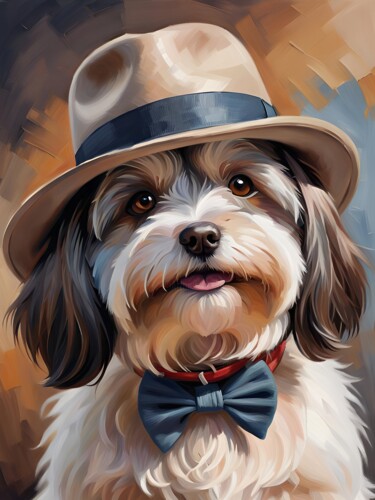 Digitale Kunst getiteld "Cute Havanese Dog W…" door Mankdhani, Origineel Kunstwerk, AI gegenereerde afbeelding