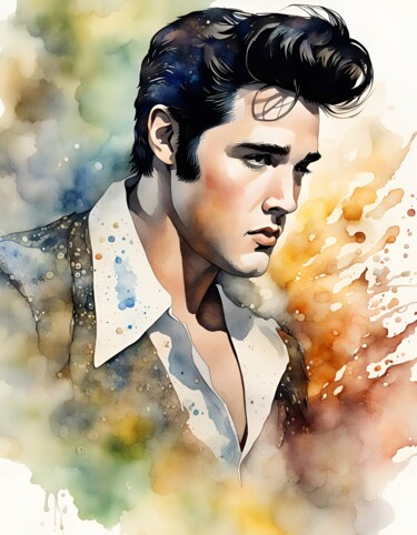 Arte digitale intitolato "Elvis Presley Splas…" da Mankdhani, Opera d'arte originale, Inchiostro