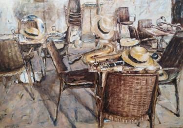 Painting titled "Strumenti a riposo" by Annadora Mingiano, Original Artwork, Oil