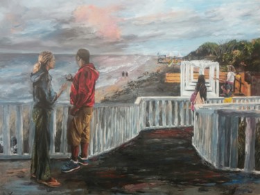 Pintura intitulada "Tramonto sul mare" por Annadora Mingiano, Obras de arte originais, Óleo