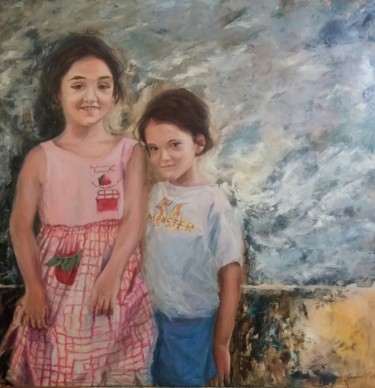 Painting titled "Sorelle" by Annadora Mingiano, Original Artwork, Oil