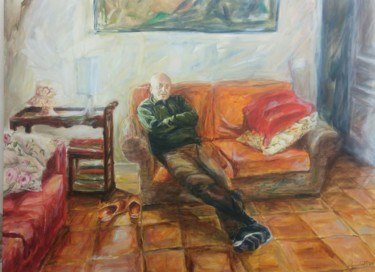 Pittura intitolato "Il divano" da Annadora Mingiano, Opera d'arte originale, Olio