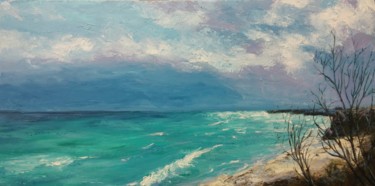 Painting titled "Mare d'inverno 1" by Annadora Mingiano, Original Artwork, Oil