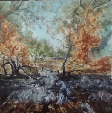 Pittura intitolato "Terra bruciata 4" da Annadora Mingiano, Opera d'arte originale, Olio