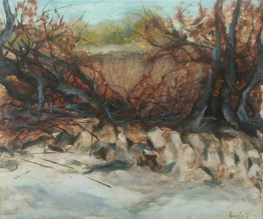 Painting titled "Terra bruciata 6" by Annadora Mingiano, Original Artwork, Oil