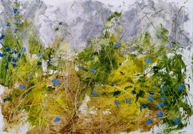Pittura intitolato "Campi fioriti 4" da Annadora Mingiano, Opera d'arte originale, Olio