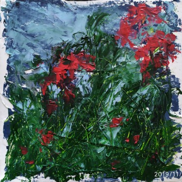 Pittura intitolato "Campi fioriti" da Annadora Mingiano, Opera d'arte originale, Olio