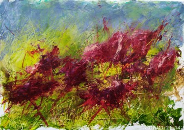 Pittura intitolato "Campi fioriti 5" da Annadora Mingiano, Opera d'arte originale, Olio