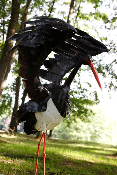 Sculpture intitulée "CIGOGNE NOIRE" par Gillsman, Œuvre d'art originale, Métaux