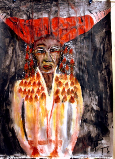 Peinture intitulée "FEMMES DU MONDE RED…" par Gillsman, Œuvre d'art originale, Huile