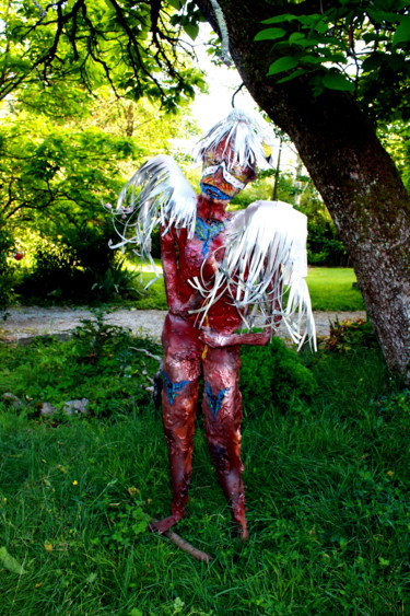 Sculpture intitulée "HOMME OISEAU CYGNE" par Gillsman, Œuvre d'art originale, Acier inoxydable