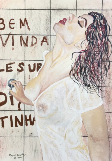 Painting titled "Feminino" by Manoel Da Luz Nogueira, Original Artwork, Acrylic