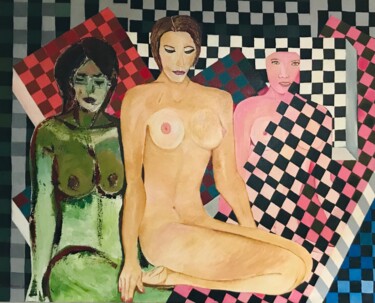 Painting titled "Nudez abstrata" by Manoel Da Luz Nogueira, Original Artwork, Acrylic