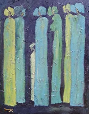 Peinture intitulée "famille verte" par Manoeuvres Multiples, Œuvre d'art originale