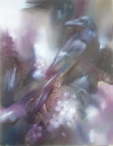 Картина под названием "Ворон" - Прохор Гарасюта, Подлинное произведение искусства, Масло