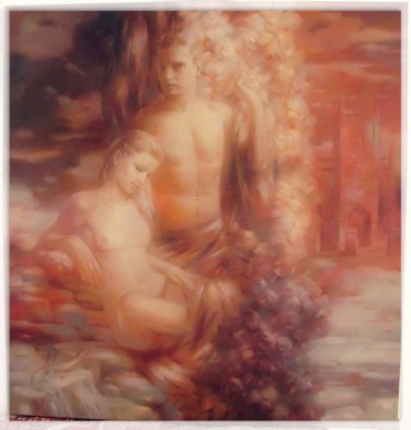 Картина под названием "Не говори ни слова" - Прохор Гарасюта, Подлинное произведение искусства, Масло Установлен на Деревянн…