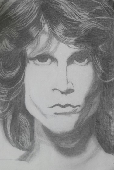 Drawing titled "Jim Morrison" by Manoj Chakma, Original Artwork, Pencil