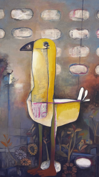 Painting titled "DREAM BIRD -THE ENC…" by Manoj Dixit, Original Artwork, Acrylic