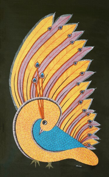 Painting titled "Gond Painting  ( Tr…" by Manoj Kumar Tekam, Original Artwork, Acrylic