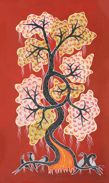 Картина под названием "Gond Painting  ( Tr…" - Manoj Kumar Tekam, Подлинное произведение искусства, Акрил