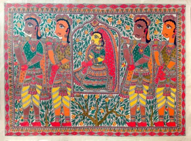 Painting titled "Madhubani Painting9" by Manoj Kumar, Original Artwork, Acrylic