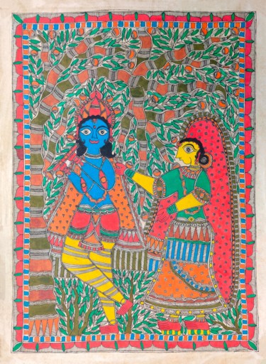 Painting titled "Madhubani Painting8" by Manoj Kumar, Original Artwork, Acrylic