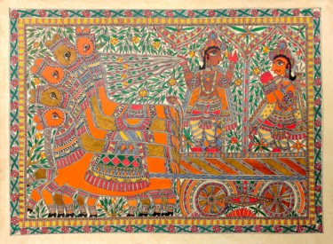 Painting titled "Madhubani Painting12" by Manoj Kumar, Original Artwork, Acrylic