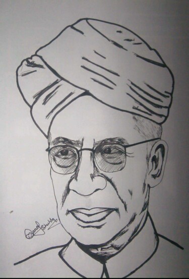 Drawing titled "Dr Sarvepalli Radha…" by Manoj Shukla, Original Artwork, Other