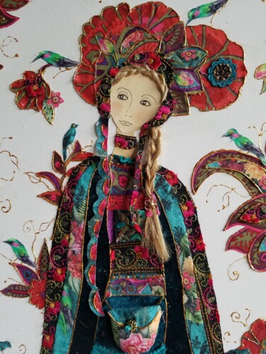 Sztuka tkaniny zatytułowany „OLGA” autorstwa Manon, Oryginalna praca, Tkanina