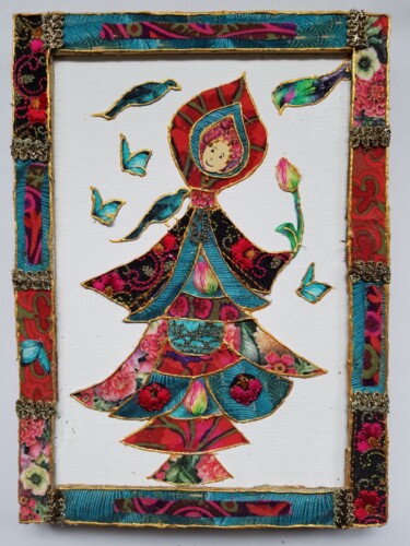 Textile Art titled "ALEXANDRA" by Manon, Original Artwork, Collages