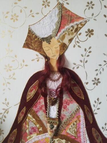 Art textile intitulée "ROSE ET L'OISEAU (d…" par Manon, Œuvre d'art originale, Tissu