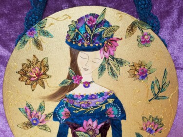 Art textile intitulée "HORTENSE" par Manon, Œuvre d'art originale, Tissu