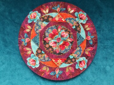 Art textile intitulée "LES ROSES BLEUES" par Manon, Œuvre d'art originale, Tissu