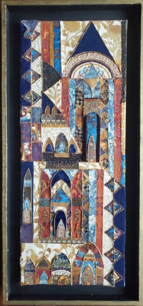 Textile Art titled ""Là-haut"" by Manon, Original Artwork, Fabric