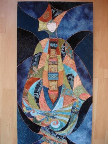 Textilkunst mit dem Titel "L'aube" von Manon, Original-Kunstwerk, Stoff