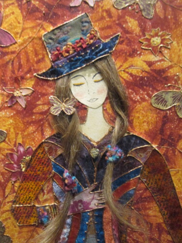 Textile Art titled "Lady Jane (détail)" by Manon, Original Artwork, Fabric