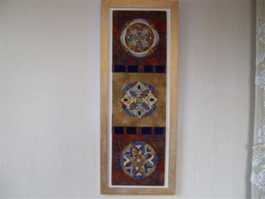 Textile Art με τίτλο "Triptyque faïence" από Manon, Αυθεντικά έργα τέχνης, Ύφασμα