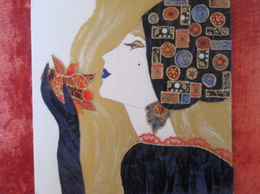 Collages intitulée "lady blue.jpg" par Manon, Œuvre d'art originale