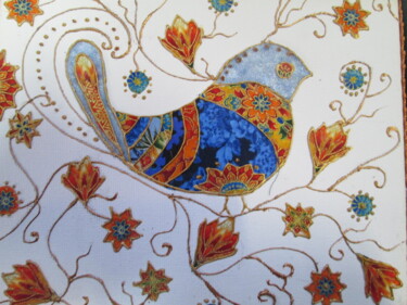Collages intitulée "oiseau-d-azur.jpg" par Manon, Œuvre d'art originale