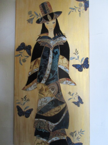 Art textile intitulée "LA PAPILLONNEUSE" par Manon, Œuvre d'art originale, Tissu