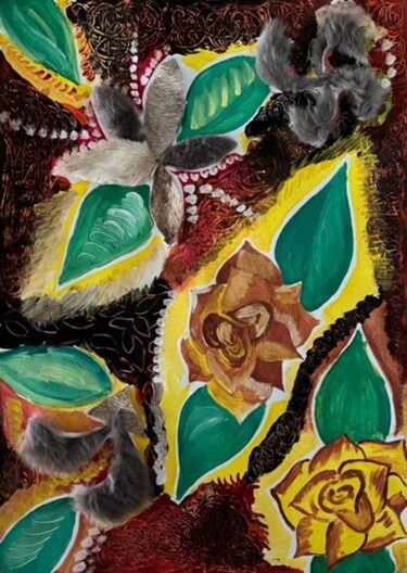 Рисунок под названием "Fleurs Sombres" - Manon Horrigue, Подлинное произведение искусства, Гуашь