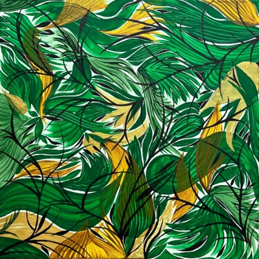 Schilderij getiteld "Le vert en nature" door Manon Horrigue, Origineel Kunstwerk, Acryl Gemonteerd op Frame voor houten bran…